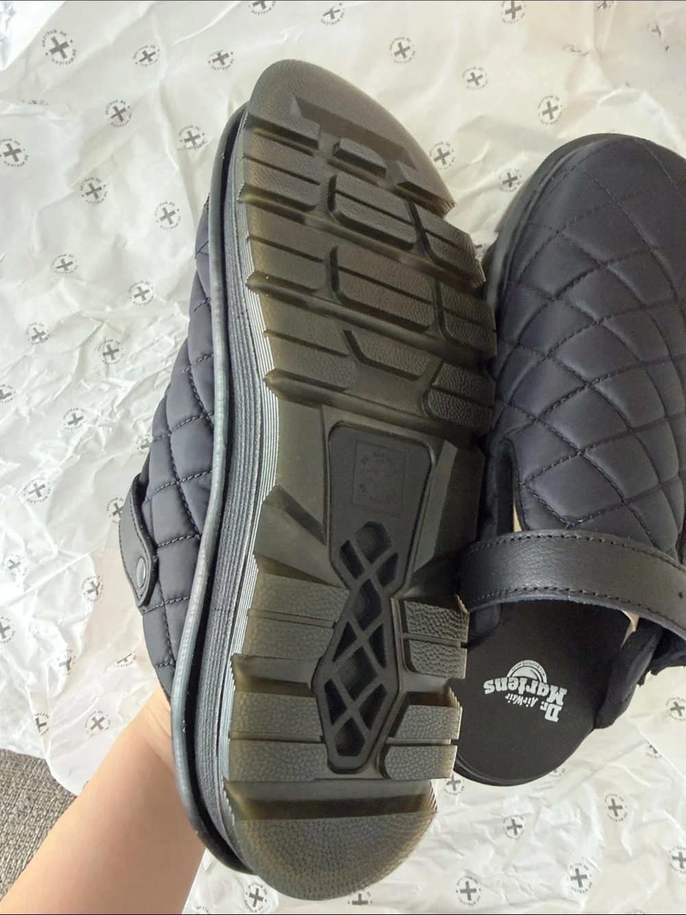 Dr. Martens Men’s Black Quilted Slip-On Clog with Buckle